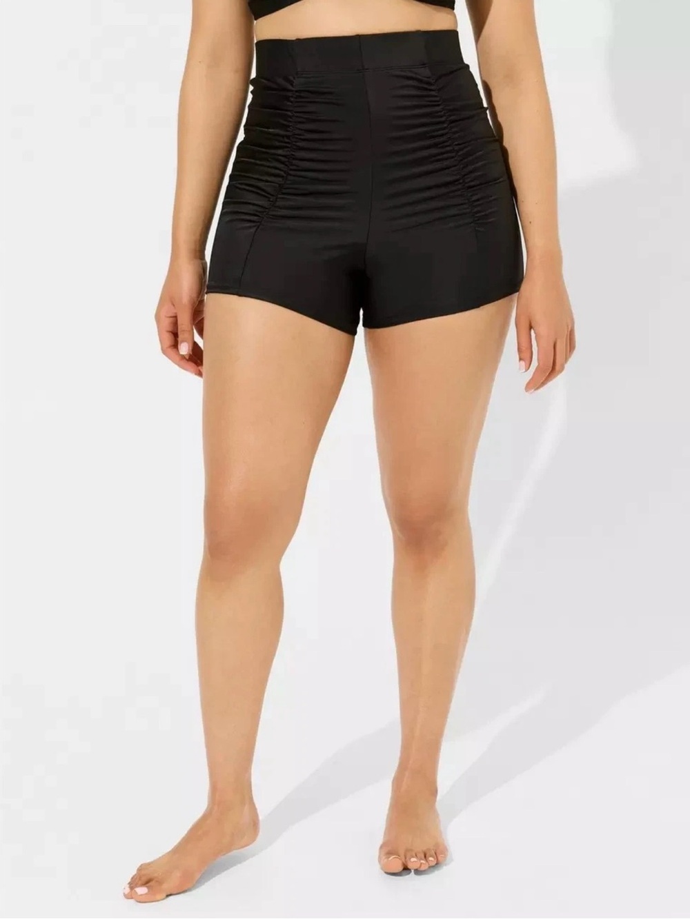 NWT $49.50 TORRID Ultra High Rise Ruched Swim Short Black Women's 6X